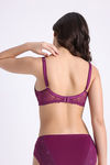 Zivame La Flamme Padded Non Wired 3/4th Coverage Lace Bra - Dark Purple — thumbnail 4